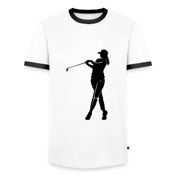 Golfeur Femme Icône - T-shirt contrasté Homme - blanc/noir - Devant - AI Model Female 172 light (172cm) & AI Model Male 178 dark (178cm)