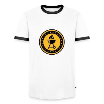 Grill Emblem 03 - Men's Ringer Shirt - white/black - Front - AI Model Female 172 light (172cm) & AI Model Male 178 dark (178cm)