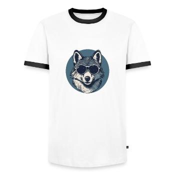 Lunettes de soleil loup-garou loup - T-shirt contrasté Homme - blanc/noir - Devant - AI Model Female 172 light (172cm) & AI Model Male 178 dark (178cm)