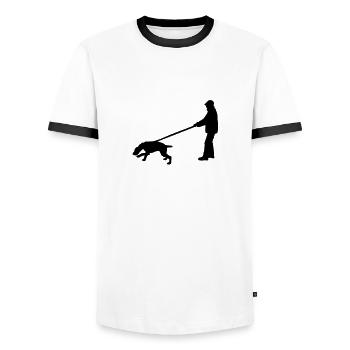 mantrailer_2_cb - Men's Ringer Shirt - white/black - Front - AI Model Female 172 light (172cm) & AI Model Male 178 dark (178cm)