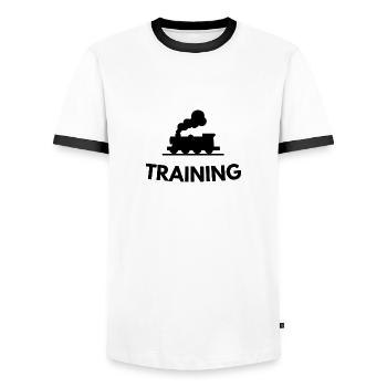 Bahn Zug Eisenbahn Dampflok Train Geschenk - Männer Kontrast-T-Shirt - Weiß/Schwarz - Vorne - AI Model Female 172 light (172cm) & AI Model Male 178 dark (178cm)