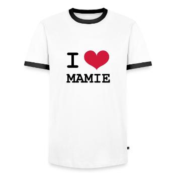 Ich liebe Oma! - Männer Kontrast-T-Shirt - Weiß/Schwarz - Vorne - AI Model Female 172 light (172cm) & AI Model Male 178 dark (178cm)