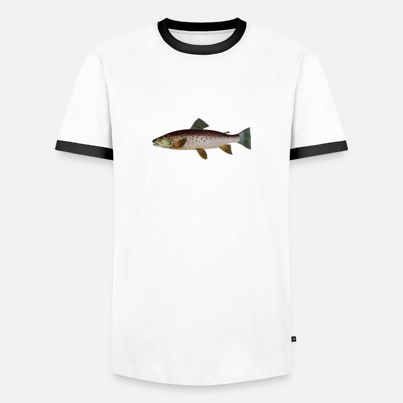 Forelle - Männer Kontrast-T-Shirt - Weiß/Schwarz