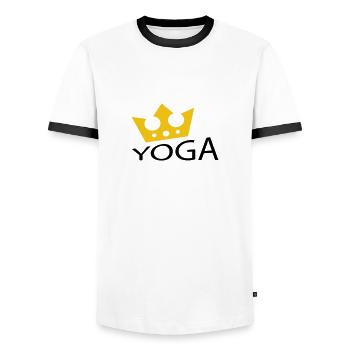 Yoga / Namaste / Lotusblume - Männer Kontrast-T-Shirt - Weiß/Schwarz - Vorne - AI Model Female 172 light (172cm) & AI Model Male 178 dark (178cm)