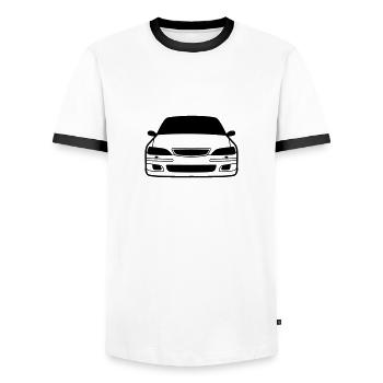 JDM Car eyes Accord | T-shirts JDM - Men's Ringer Shirt - white/black - Front - AI Model Female 172 light (172cm) & AI Model Male 178 dark (178cm)