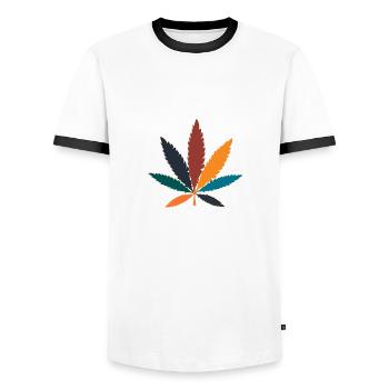 couleurs - T-shirt contrasté Homme - blanc/noir - Devant - AI Model Female 172 light (172cm) & AI Model Male 178 dark (178cm)