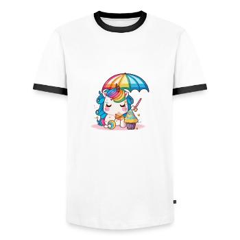 Unicorn for children A world full of fantasy - Men's Ringer Shirt - white/black - Front - AI Model Female 172 light (172cm) & AI Model Male 178 dark (178cm)