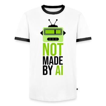 Not made by AI - Männer Kontrast-T-Shirt - Weiß/Schwarz - Vorne - AI Model Female 172 light (172cm) & AI Model Male 178 dark (178cm)