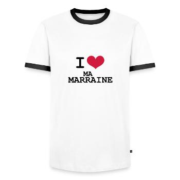 I Love ma Marraine - T-shirt contrasté Homme - blanc/noir - Devant - AI Model Female 172 light (172cm) & AI Model Male 178 dark (178cm)