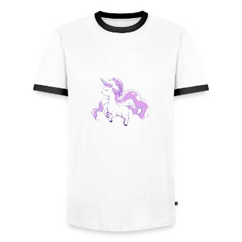 Funky Einhorn: Verspieltes Design für Königinnen - Männer Kontrast-T-Shirt - Weiß/Schwarz - Vorne - AI Model Female 172 light (172cm) & AI Model Male 178 dark (178cm)