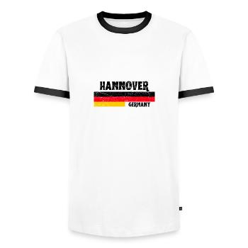 Hannover Germany Flag - Men's Ringer Shirt - white/black - Front - AI Model Female 172 light (172cm) & AI Model Male 178 dark (178cm)