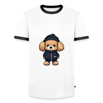 Poodle Dog Stylish - Men's Ringer Shirt - white/black - Front - AI Model Female 172 light (172cm) & AI Model Male 178 dark (178cm)