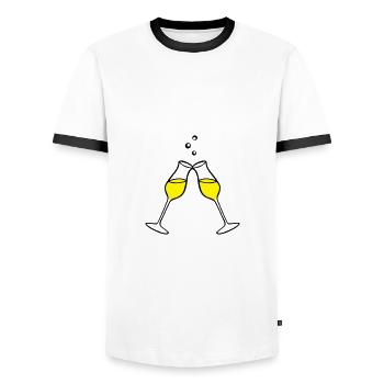 Glas, Sekt 2farbig - Männer Kontrast-T-Shirt - Weiß/Schwarz - Vorne - AI Model Female 172 light (172cm) & AI Model Male 178 dark (178cm)