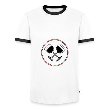 Verre à vin rouge de vin - T-shirt contrasté Homme - blanc/noir - Devant - AI Model Female 172 light (172cm) & AI Model Male 178 dark (178cm)