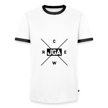Jga Crew Junggesellenabschied - Männer Kontrast-T-Shirt - Weiß/Schwarz - Vorne - AI Model Female 172 light (172cm) & AI Model Male 178 dark (178cm)