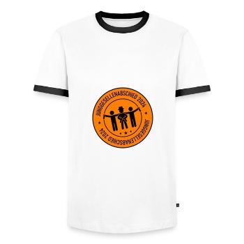 Junggesellenabschied 2024 - Männer Kontrast-T-Shirt - Weiß/Schwarz - Vorne - AI Model Female 172 light (172cm) & AI Model Male 178 dark (178cm)