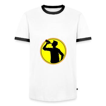 Buveur Bière Silhouette - T-shirt contrasté Homme - blanc/noir - Devant - AI Model Female 172 light (172cm) & AI Model Male 178 dark (178cm)