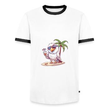 Palmier d’été de l’île Eagle - T-shirt contrasté Homme - blanc/noir - Devant - AI Model Female 172 light (172cm) & AI Model Male 178 dark (178cm)