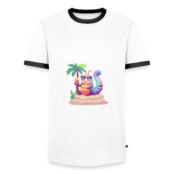 Vacances d’été de Wurm - T-shirt contrasté Homme - blanc/noir - Devant - AI Model Female 172 light (172cm) & AI Model Male 178 dark (178cm)