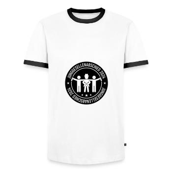Junggesellenabschied 2024 - Männer Kontrast-T-Shirt - Weiß/Schwarz - Vorne - AI Model Female 172 light (172cm) & AI Model Male 178 dark (178cm)