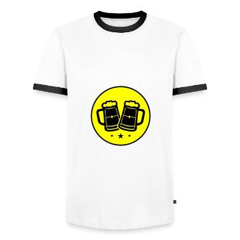 Beer Mug Beer Icon - Men's Ringer Shirt - white/black - Front - AI Model Female 172 light (172cm) & AI Model Male 178 dark (178cm)