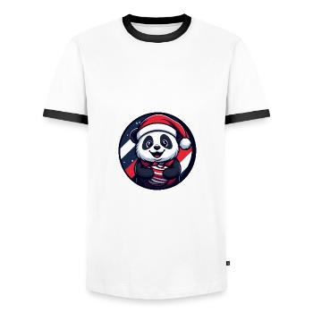 Panda Weihnachten Christmas - Men's Ringer Shirt - white/black - Front - AI Model Female 172 light (172cm) & AI Model Male 178 dark (178cm)