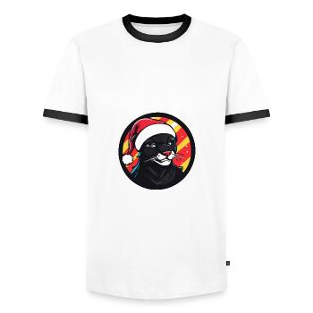 Panther Weihnachten Christmas - Men's Ringer Shirt - white/black - Front - AI Model Female 172 light (172cm) & AI Model Male 178 dark (178cm)