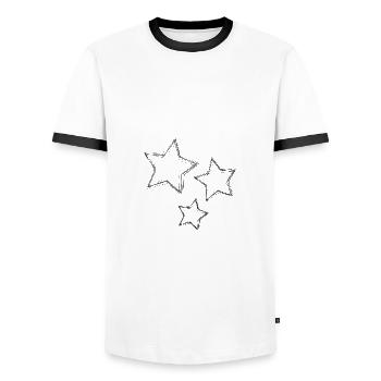 ETOILE. STAR. ETOILES. FÊTE. ANNIVERSAIRE. NOËL - T-shirt contrasté Homme - blanc/noir - Devant - AI Model Female 172 light (172cm) & AI Model Male 178 dark (178cm)