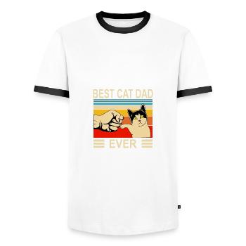 Best Cat Dad Ever Best Cats Dad Dad Kitten - Men's Ringer Shirt - white/black - Front - AI Model Female 172 light (172cm) & AI Model Male 178 dark (178cm)