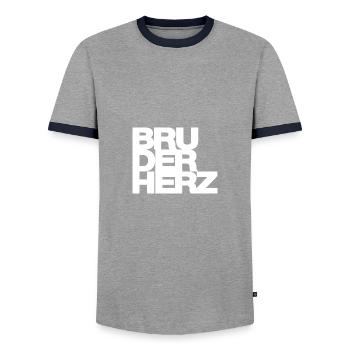 Bruderherz, Bruder, Geschenk, Idee, Geschwister - Männer Kontrast-T-Shirt - Grau/Navy  - Vorne - AI Model Female 172 light (172cm) & AI Model Male 178 light (178cm)