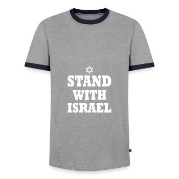 Stand with israel - Men's Ringer Shirt - grey/navy  - Front - AI Model Female 172 light (172cm) & AI Model Male 178 light (178cm)