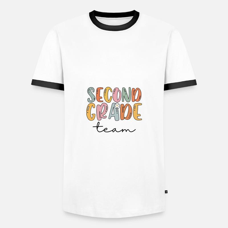 Team Second Grade Tribe Second Grade Teacher - Men's Ringer Shirt - white/black