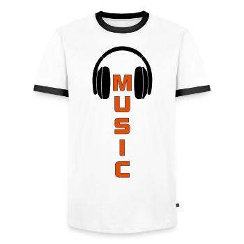 Music DJ Dubstep T Shirt - Men's Ringer Shirt - white/black - Front - AI Model Female 172 light (172cm) & AI Model Male 178 dark (178cm)