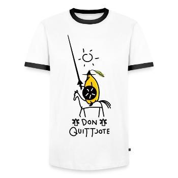 Lustige Quitte als Ritter - Männer Kontrast-T-Shirt - Weiß/Schwarz - Vorne - AI Model Female 172 light (172cm) & AI Model Male 178 dark (178cm)