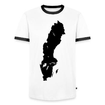 Suède Carte Contour Vacances Stickers Noir - T-shirt contrasté Homme - blanc/noir - Devant - AI Model Female 172 light (172cm) & AI Model Male 178 dark (178cm)