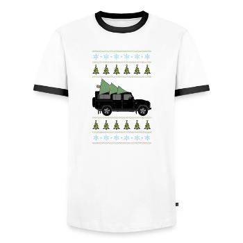 Defender 110 Black Christmas Light - T-shirt contrasté Homme - blanc/noir - Devant - AI Model Female 172 light (172cm) & AI Model Male 178 dark (178cm)