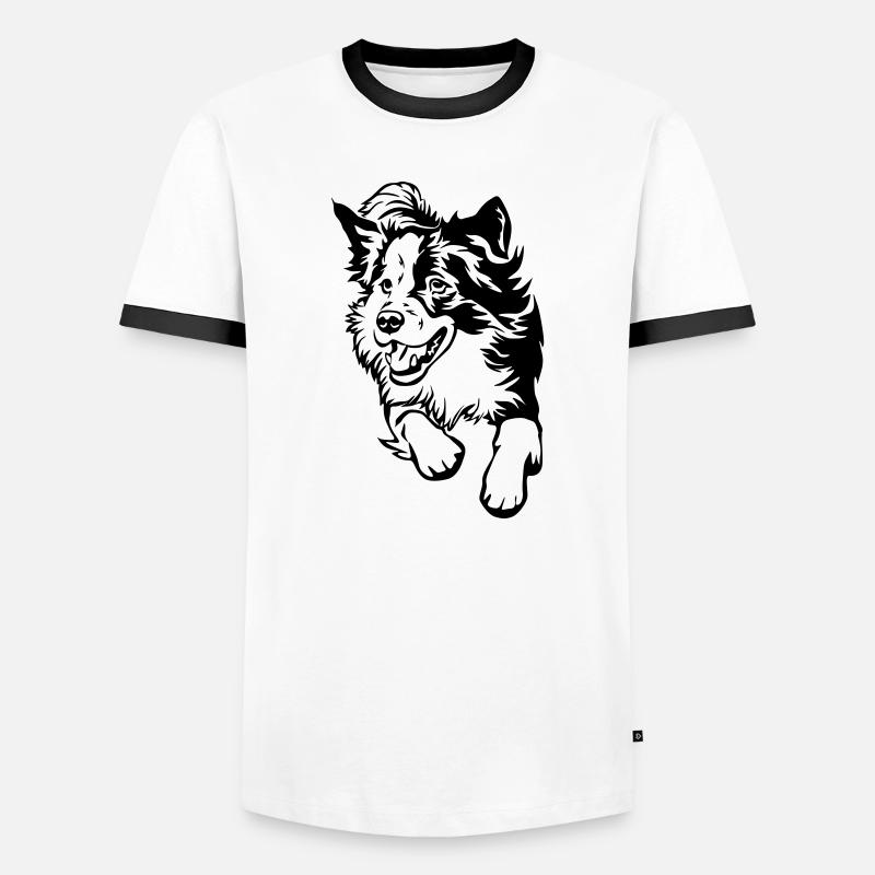Border Collie - Men's Ringer Shirt - white/black