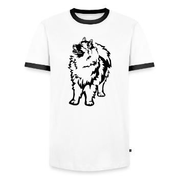 Keeshond - Men's Ringer Shirt - white/black - Front - AI Model Female 172 light (172cm) & AI Model Male 178 dark (178cm)