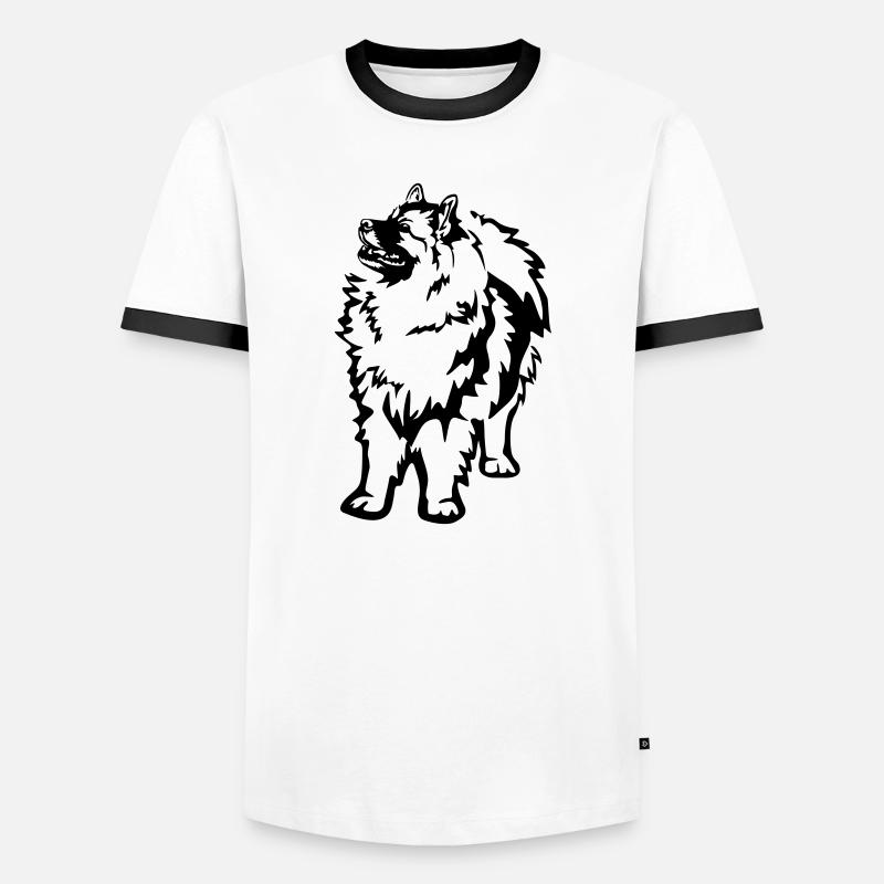 Wolfsspitz - Männer Kontrast-T-Shirt - Weiß/Schwarz
