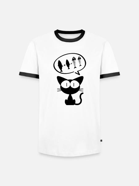 cat, comedy cat, cat owner - Men's Ringer Shirt - white/black