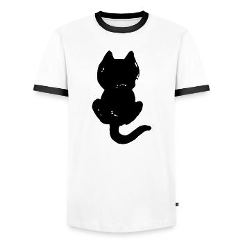 Katze coole Silhouette von hinten - Männer Kontrast-T-Shirt - Weiß/Schwarz - Vorne - AI Model Female 172 light (172cm) & AI Model Male 178 dark (178cm)