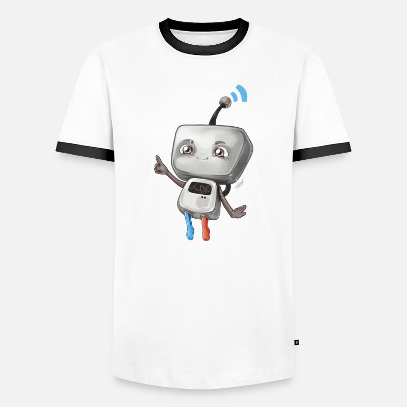 Small robot - Men's Ringer Shirt - white/black