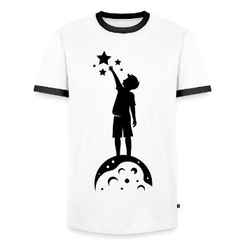 Saisir des étoiles - T-shirt contrasté Homme - blanc/noir - Devant - AI Model Female 172 light (172cm) & AI Model Male 178 dark (178cm)