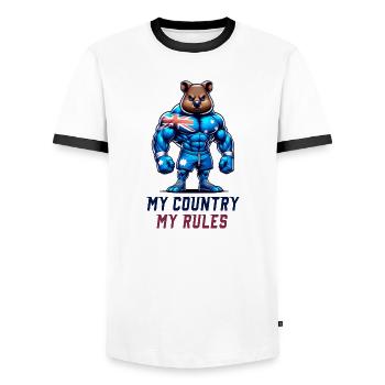 Quokka Australien Held - Männer Kontrast-T-Shirt - Weiß/Schwarz - Vorne - AI Model Female 172 light (172cm) & AI Model Male 178 dark (178cm)