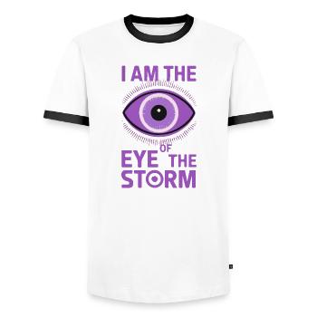 Mystisches Design "Auge des Sturms" - Männer Kontrast-T-Shirt - Weiß/Schwarz - Vorne - AI Model Female 172 light (172cm) & AI Model Male 178 dark (178cm)