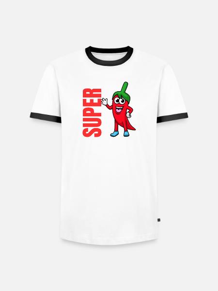 Pepper Hero: Playful Chili Mascot - Men's Ringer Shirt - white/black