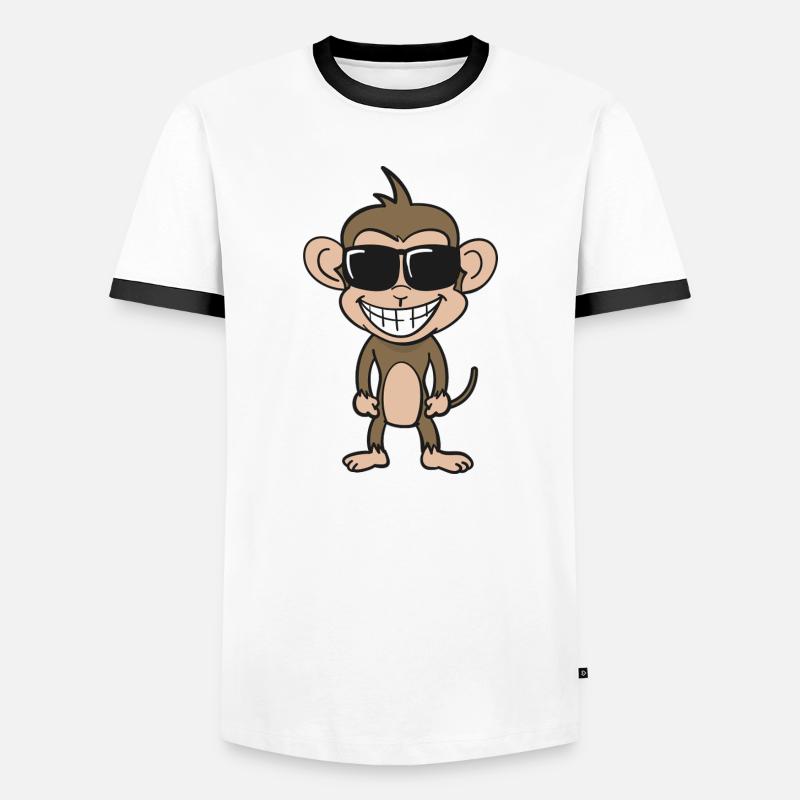 Cooler Affe mit Sonnenbrille - Männer Kontrast-T-Shirt - Weiß/Schwarz