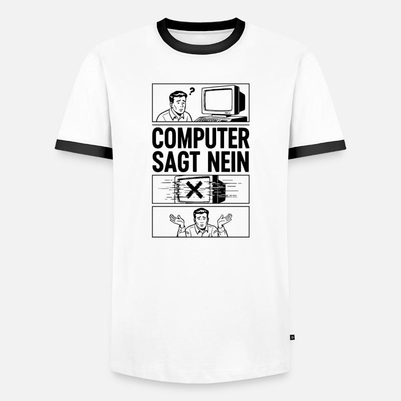 Computer Says No Comic Design - Men's Ringer Shirt - white/black
