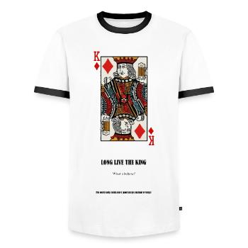 No Kings - Men's Ringer Shirt - white/black - Front - AI Model Female 172 light (172cm) & AI Model Male 178 dark (178cm)