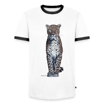 Panther - Männer Kontrast-T-Shirt - Weiß/Schwarz - Vorne - AI Model Female 172 light (172cm) & AI Model Male 178 dark (178cm)